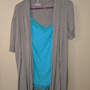 Bright blue tank with gray shall